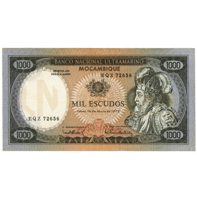 1000 Escudos - Mo&ccedil;ambique Maio 1972 NOVA