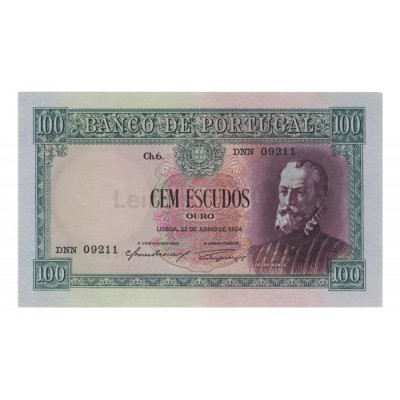 100 Escudos - Portugal 22-6-1954 Bela