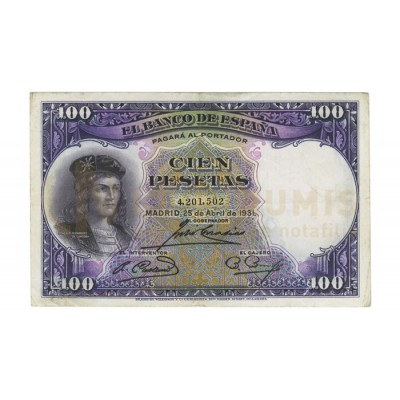 100 Pesetas- Espanha 1931 MBC++