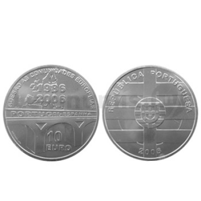 Moeda 10€ 20 Anivº Adesão Portugal às Comunid. Europeias 2006 Prata