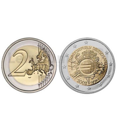 2 Euros 10 Aniversário da Moeda Euro Alemanha 2012 A