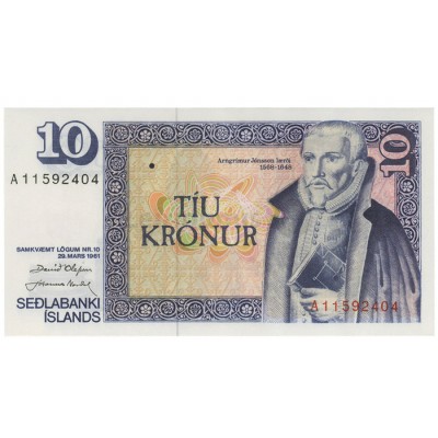 10 krónur - Islandia 1961 Nova