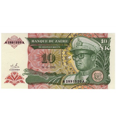 10 Novas Makuta - Zaire 1993