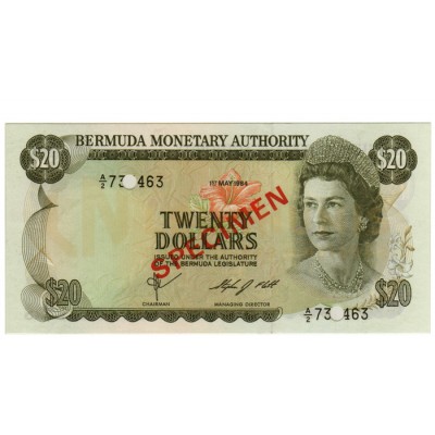 20 Dollars Specimen - Bermudas 1984