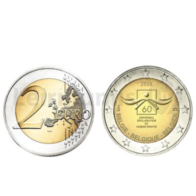 2 Euros 60 Aniversário Direitos Humanos Bélgica 2008