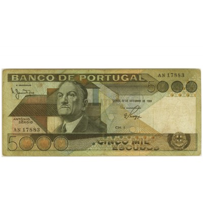 5000 Escudos - Portugal 1980-86 Bela