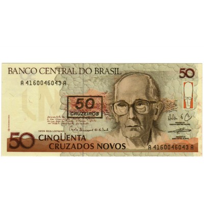 50 Cruzeiros c/ Carimbo - Brasil 1990