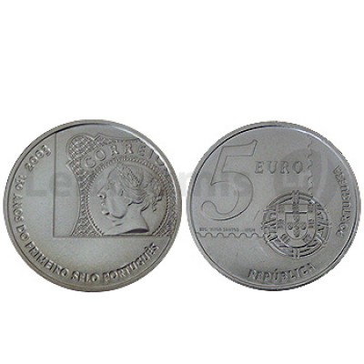 Moeda 5€ 150 Anos 1 Selo Português 2003 Prata