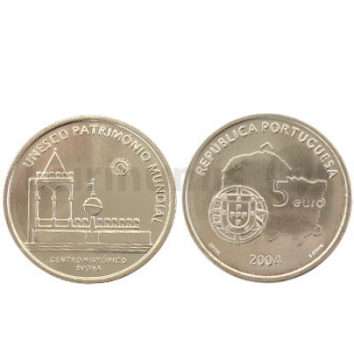 Moeda 5€ Centro Histórico de Évora 2004 Prata