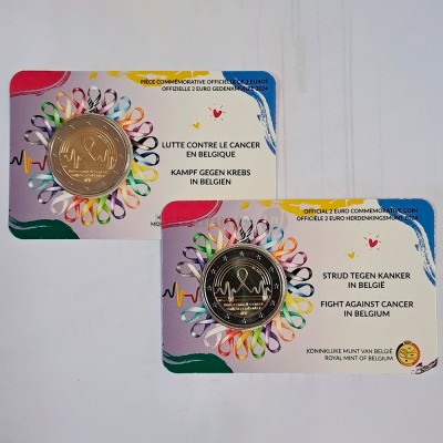 Moeda 2 Euro Luta Contra o Cancro Bélgica 2024 Coincard 