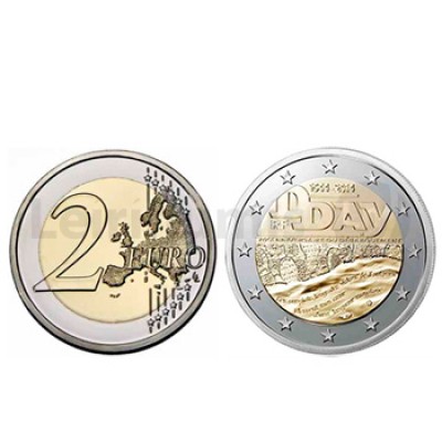 2 Euros Desembarque  Normandia França "Dia D" 2014 