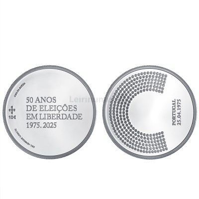 Moeda 10€ 50 Anos de Eleições em Liberdade Portugal 2025 