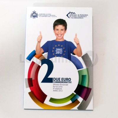 Moeda 2 Euros 10 Anos Circulação do Euro S. Marino 2012