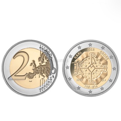 Moeda 2 Euro 1275 Aniversário Carlos Magno Alemanha 2023 G