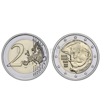 Moeda 2 Euro 150 Anos Nascimento Raul Brandão Portugal 2017 normal 