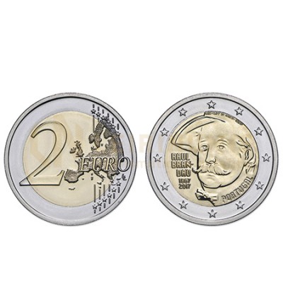 Moeda 2 Euro 150 Anos Nascimento Raul Brandão Portugal 2017 BNC 