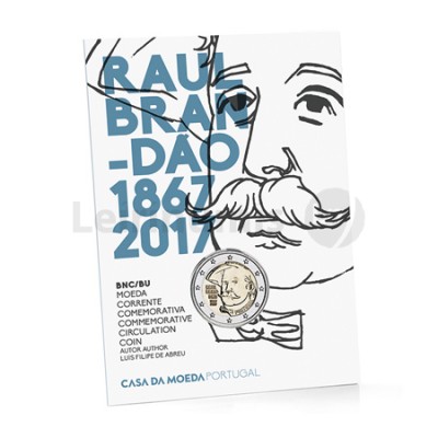 Moeda 2 Euro 150 Anos Nascimento Raul Brandão Portugal 2017 BNC 