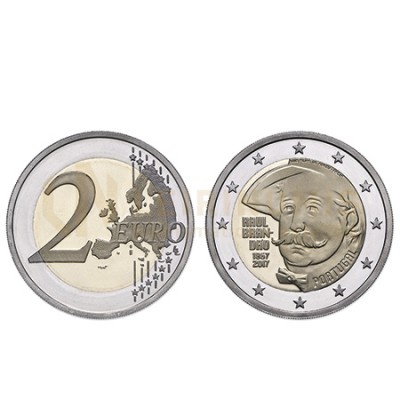 Moeda 2 Euro 150 Anos Nascimento Raul Brandão Portugal 2017 Proof  