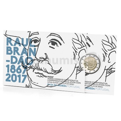 Moeda 2 Euro 150 Anos Nascimento Raul Brandão Portugal 2017 Proof  