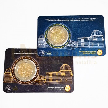 Moeda 2 Euro 200 Anos Observatório Real Belga Bélgica 2026 Coincard 