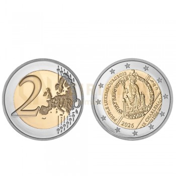Moeda 2 Euro 40º Aniversário do Prémio Carlos Magno ao Povo do Luxemburgo 2026
