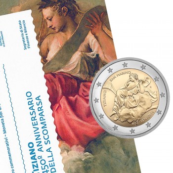Moeda 2 Euros 450 Anos da Morte de Tiziano San Marino 2026 Coincard
