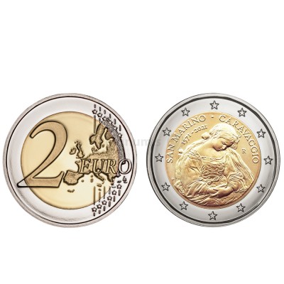 Moeda 2 Euro 450 Anos Nascimentos Caravaggio San Marino 2021