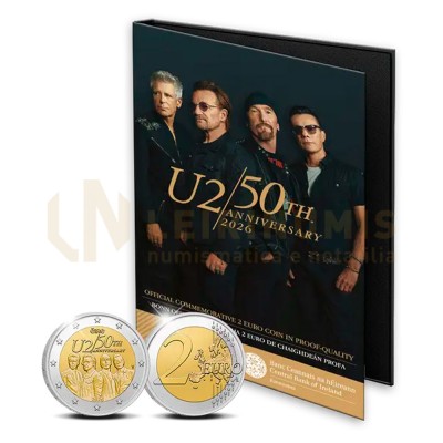 Moeda 2 Euro 50 Aniversário Banda U2 Irlanda 2026 proof