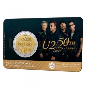 Moeda 2 Euro Aniversário 50 Anos Banda U2 Irlanda 2026 coincard
