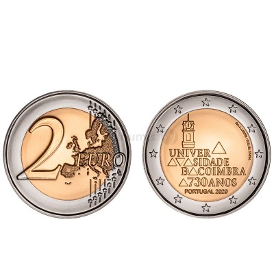 Moeda 2 Euro 730 Anos da Universidade de Coimbra Portugal 2020 BNC