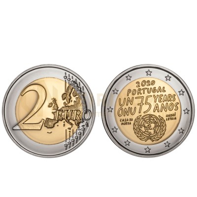 Moeda 2 Euro 75 anos da ONU Portugal 2020 BNC