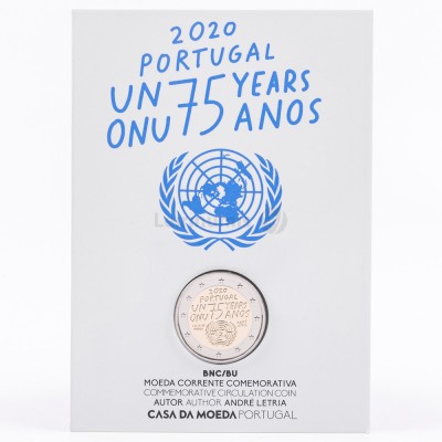 Moeda 2 Euro 75 anos da ONU Portugal 2020 BNC