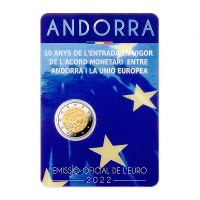 Moeda 2 Euros 10 anos do Acordo Monetário Andorra 2022