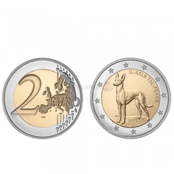 Moeda 2 Euros Cão do Faraó Malta 2026 UNC Moeda Retirada de Rolo