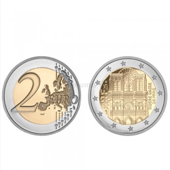 Moeda 2 Euros Catedral de Notre Dame França 2025