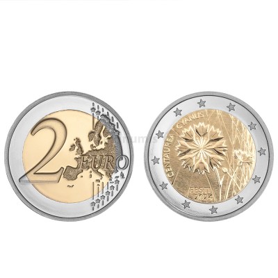 Moeda 2 Euro Centaurea Flor Nacional Estónia 2024