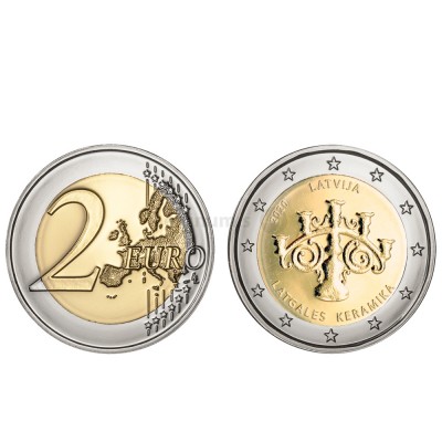 Moeda 2 Euros Ceramica Latgale Letónia 2020