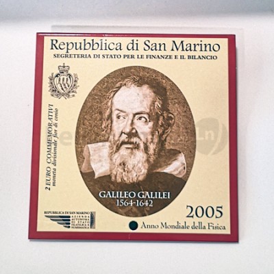Moeda 2 Euro Galileu Galilei San Marino 2005