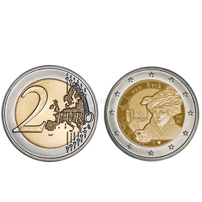 Moeda 2 Euro Jan Van Eyck Bélgica 2020 ( Moeda UNC de Rolo)