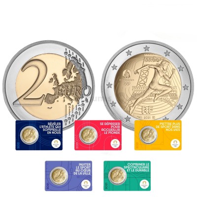 Moeda 2 Euros Jogos Olímpicos Paris 2024 França 2021 ( Pode escolher cor da embalagem)