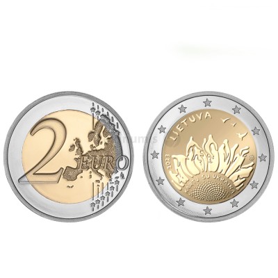 Moeda 2 Euros Juntos com a Ucrânia Lituânia 2023
