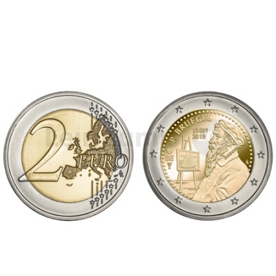 Moeda 2 Euro Pieter Bruegel Bélgica 2019 (Coincard)