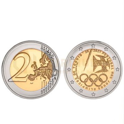 Moeda 2 Euros Portugal nos jogos Olímpicos de Tóquio Portugal 2021 BNC 