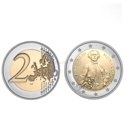 Moeda 2 Euros Príncipe Honoré III Mónaco 2020