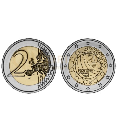 Moeda 2 Euros 100 Anos Rotary Portugal 2026 BNC 