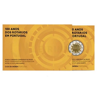 Moeda 2 Euros 100 Anos Rotary Portugal 2026 Proof 