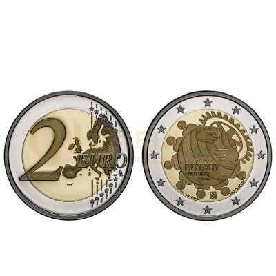 Moeda 2 Euros 100 Anos Rotary Portugal 2026 Proof 