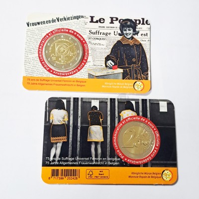 Moeda 2 Euro 75 Anos do Sufrágio Feminino Bélgica 2023  (Coincard)