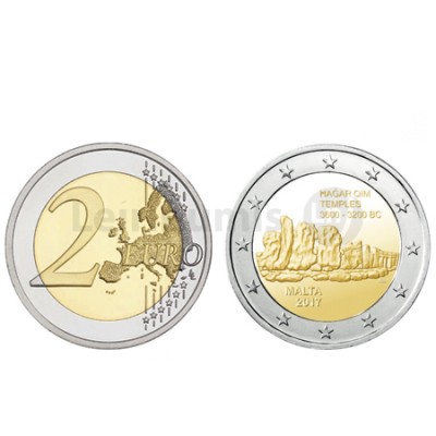 Moeda 2 Euros Templo Hagar Qim Malta 2017 