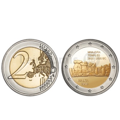 Moeda 2 Euros Templo Mnjdra Malta 2018
